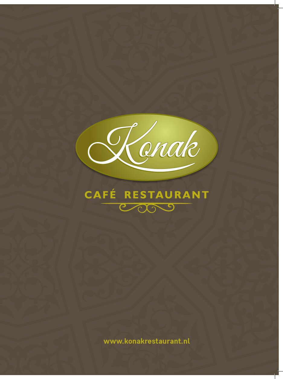 Voorblad van de menukaart van Konak café-restaurant